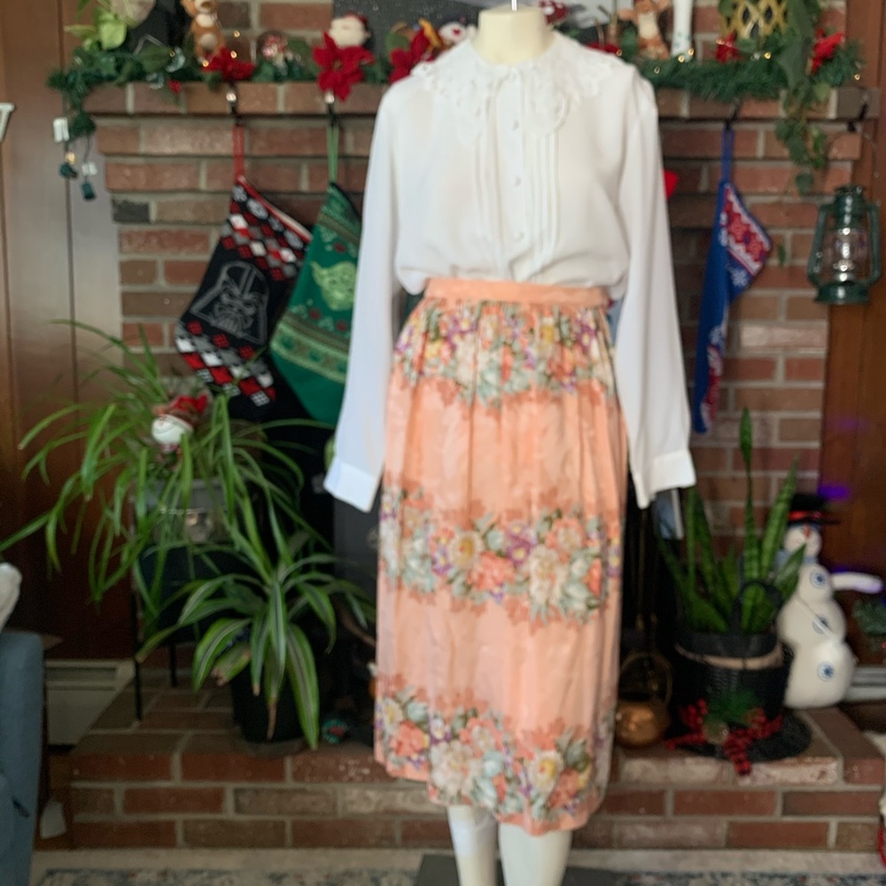 Vintage 70s Silk Secretary Midi Skirt - Picture 2 of 8